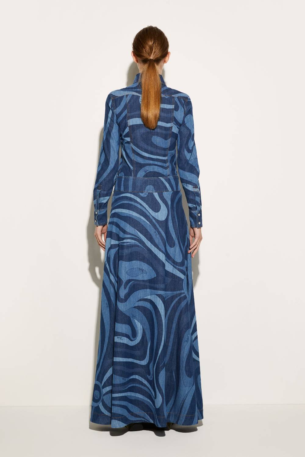 Pucci Gonna lunga in denim con stampa Marmo In Vendita