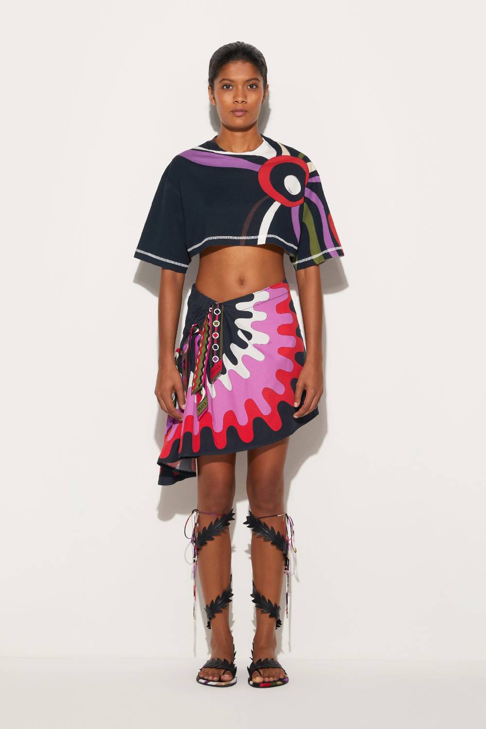 Pucci T-shirt cropped con stampa Marmo Saldi