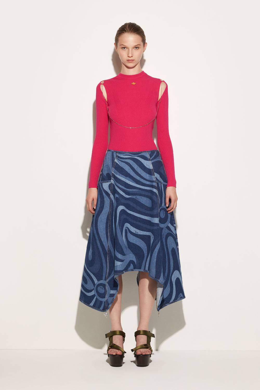 Pucci Gonna in denim con stampa Marmo Offerte