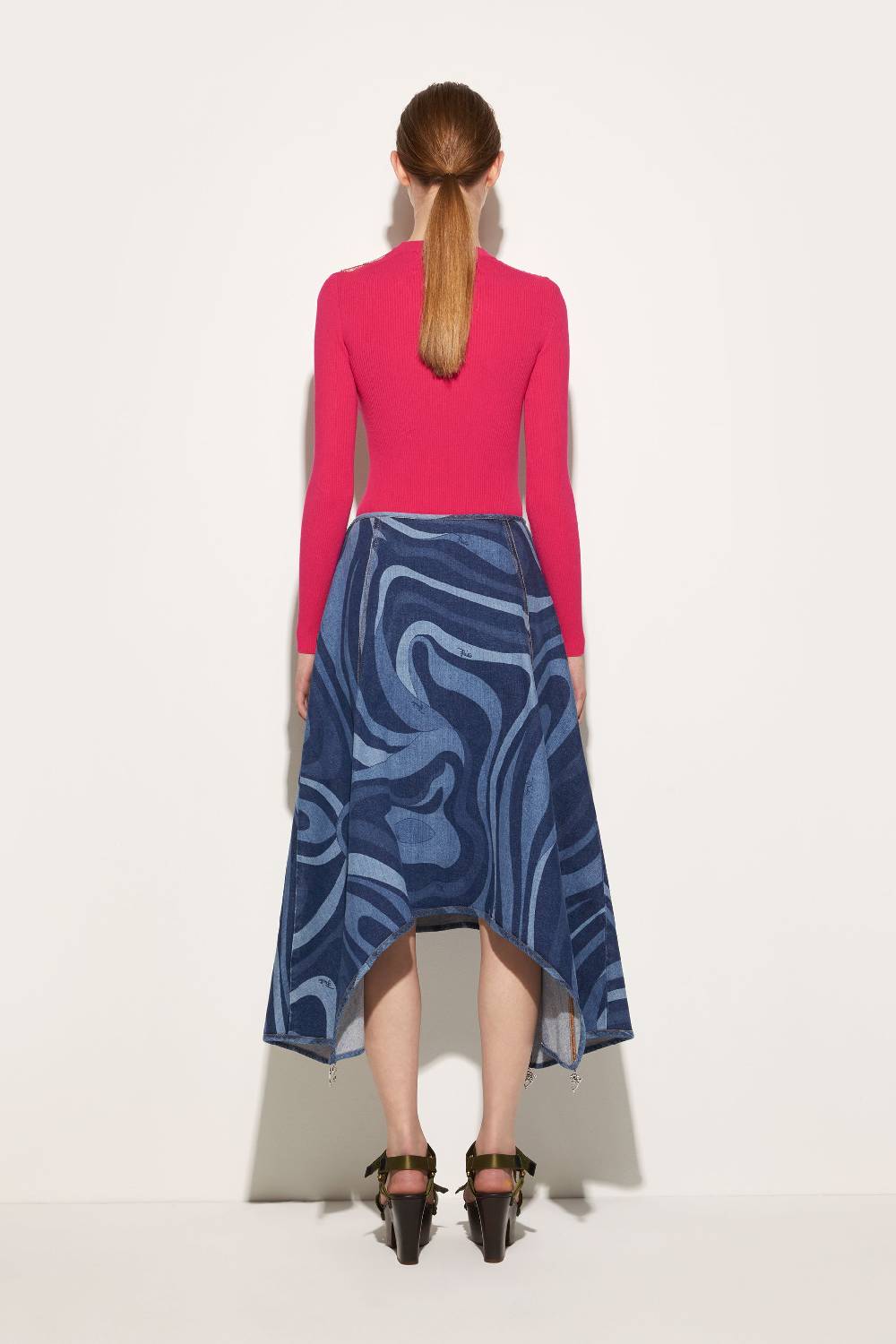 Pucci Gonna in denim con stampa Marmo Offerte