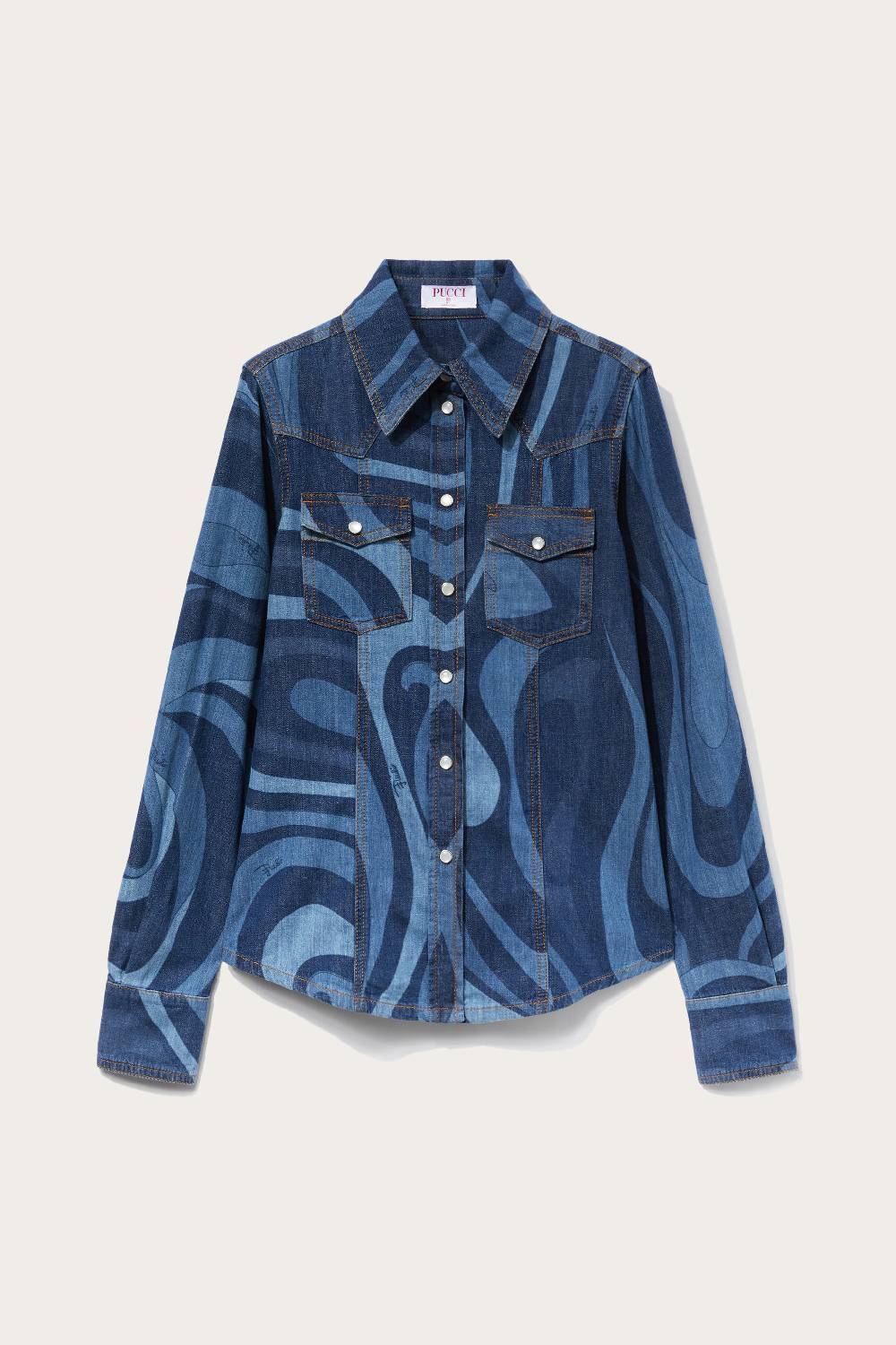 Pucci Camicia in denim con stampa Marmo Hotsell