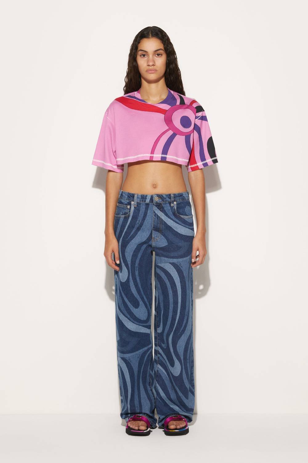 Pucci Jeans a gamba dritta con stampa Marmo Flash Sale