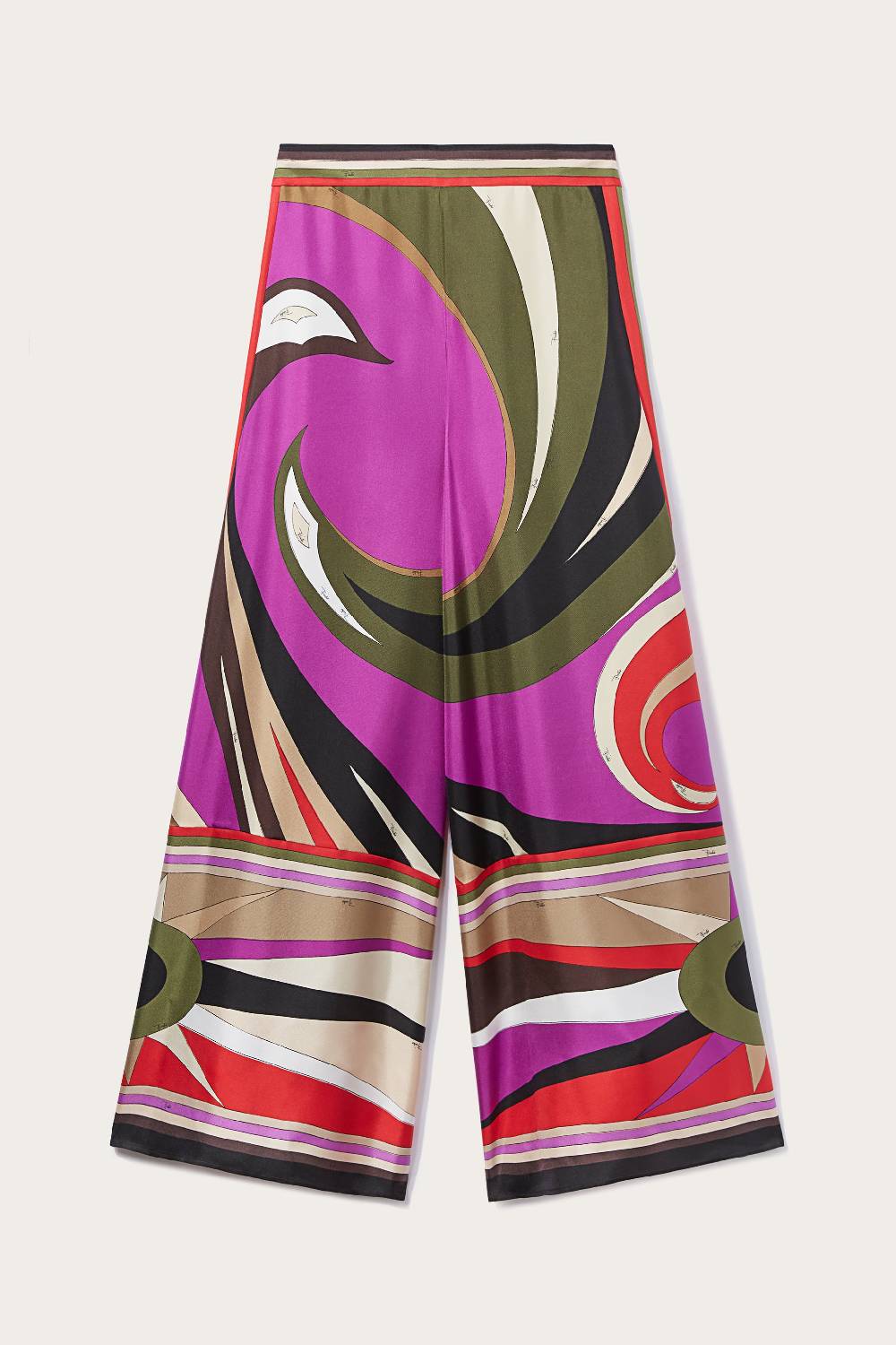 Pucci Pantaloni in seta con stampa Cigni