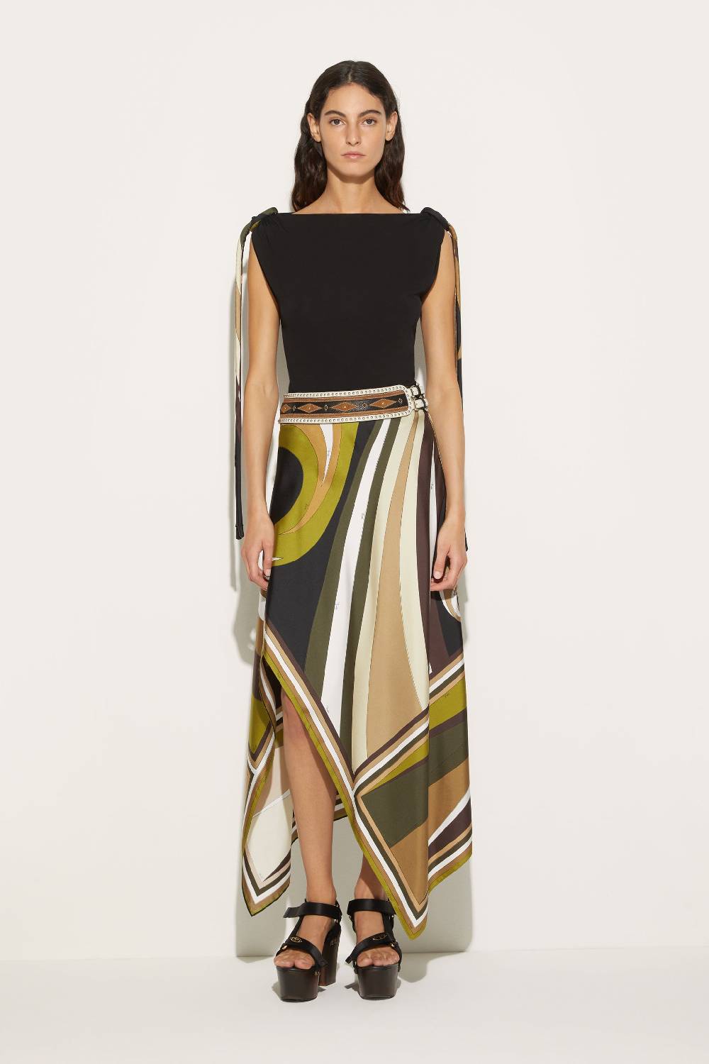 Pucci Gonna in seta con stampa Cigni Online