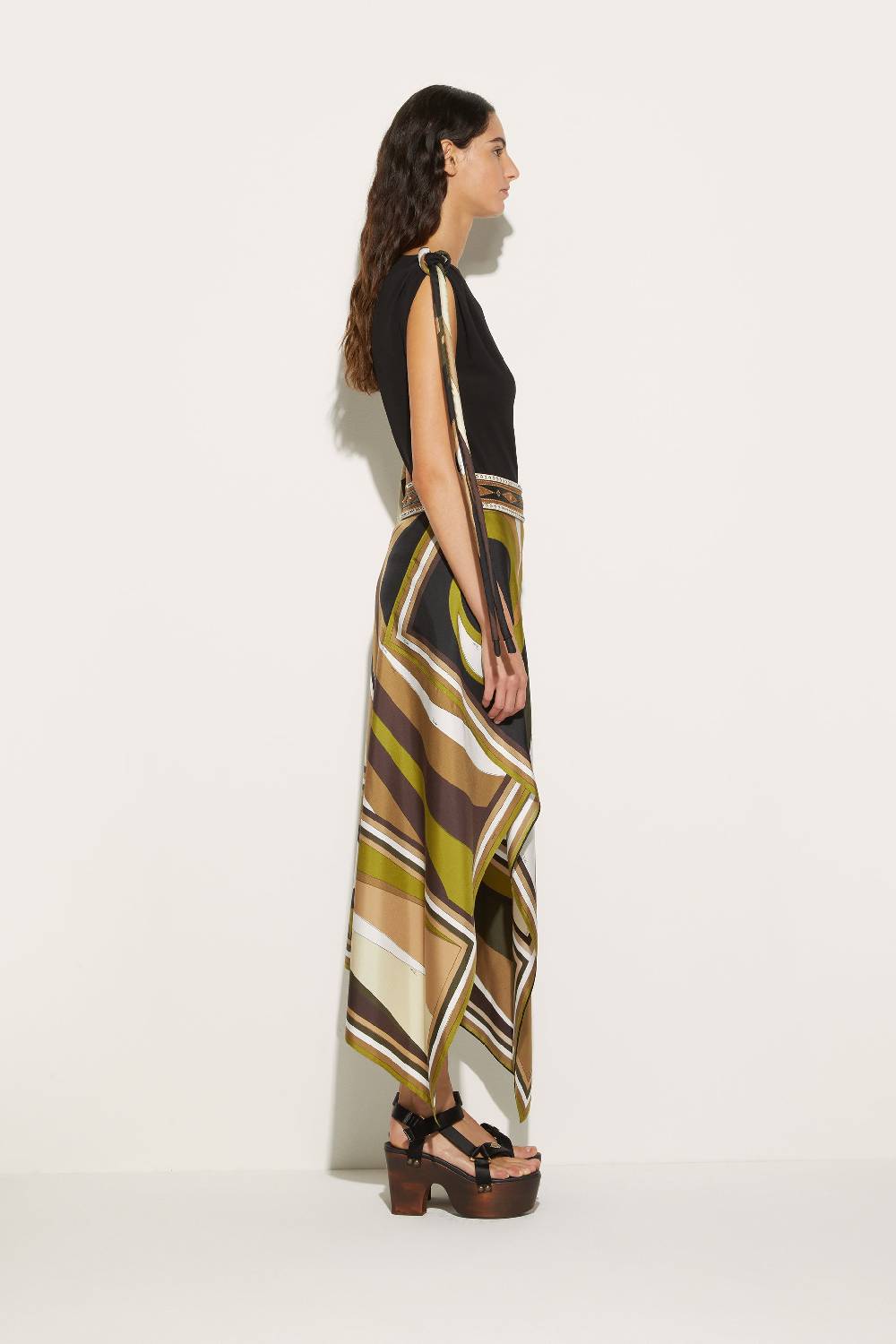 Pucci Gonna in seta con stampa Cigni Online