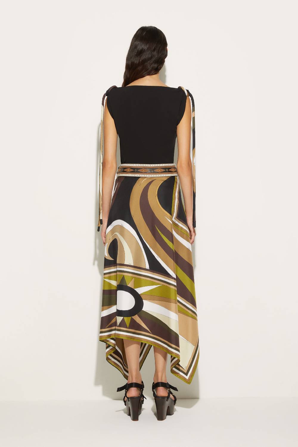 Pucci Gonna in seta con stampa Cigni Online