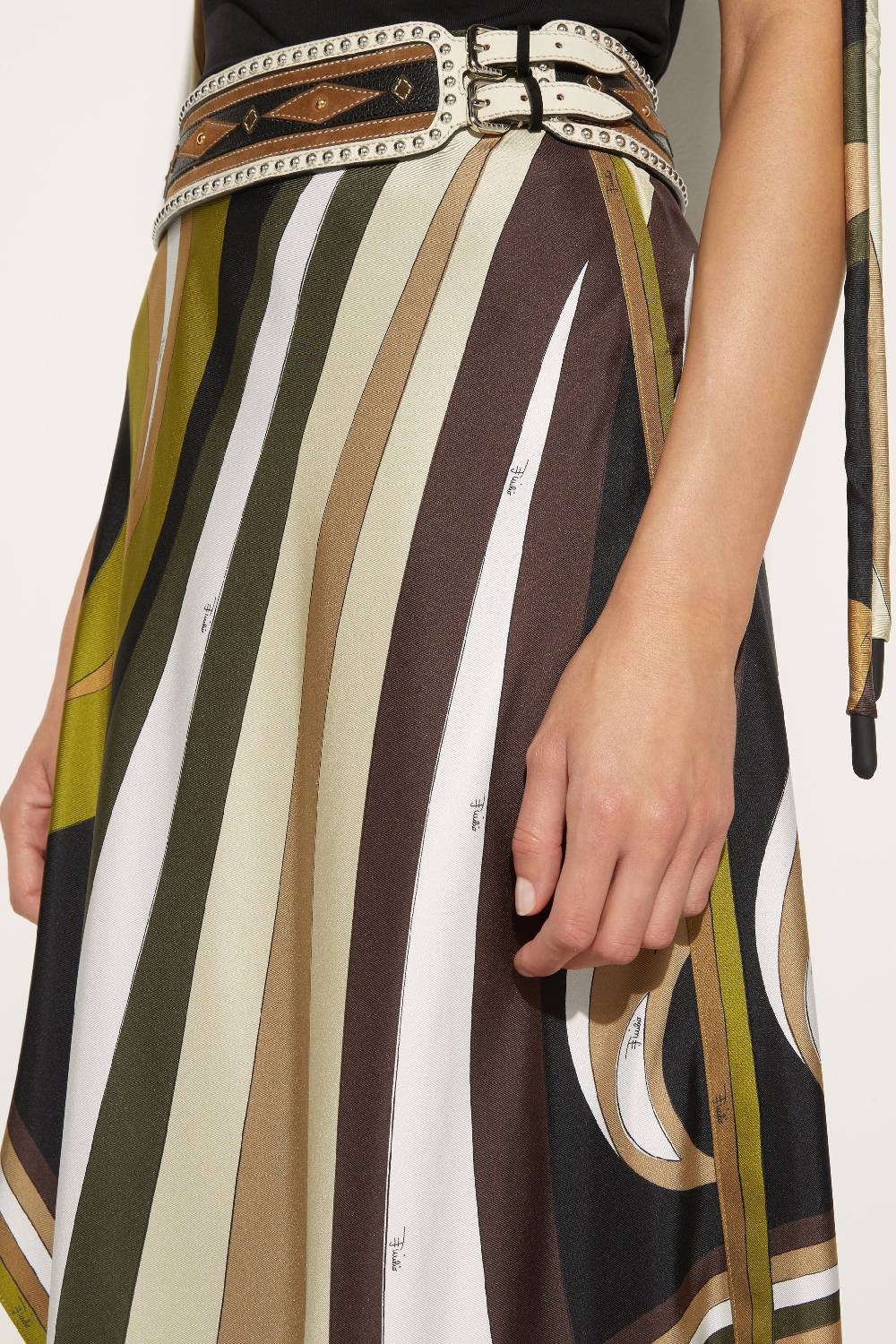 Pucci Gonna in seta con stampa Cigni Online