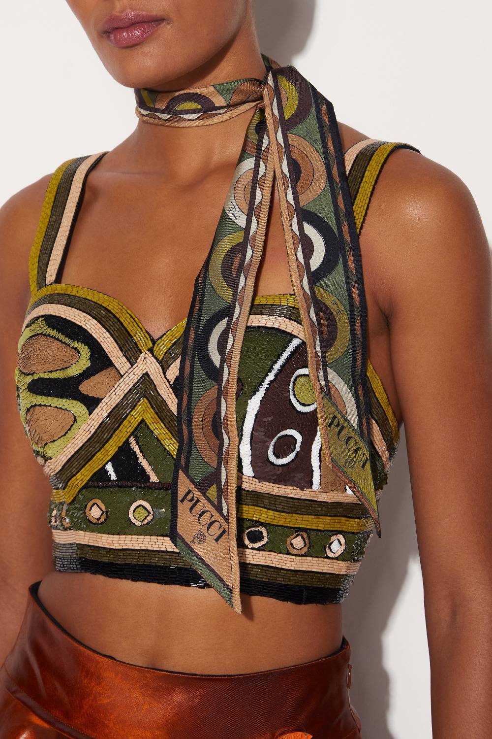 Pucci Foulard in seta con stampe Onde e Bersaglio Prezzo di fabbrica