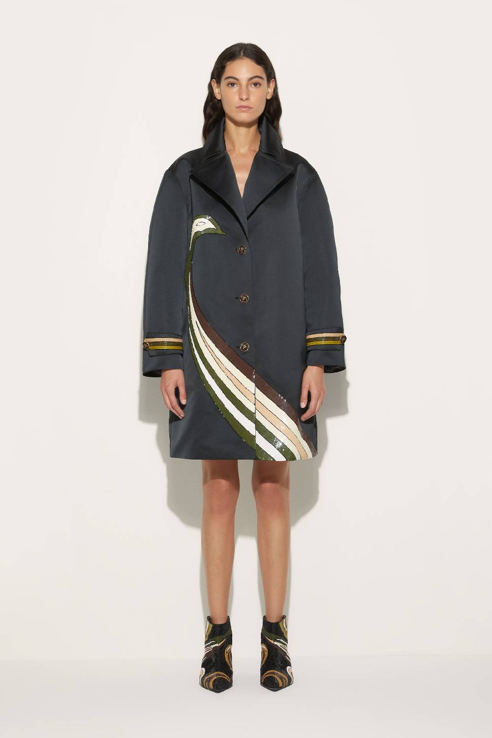 Pucci Trench con motivo Cigni Grande vendita
