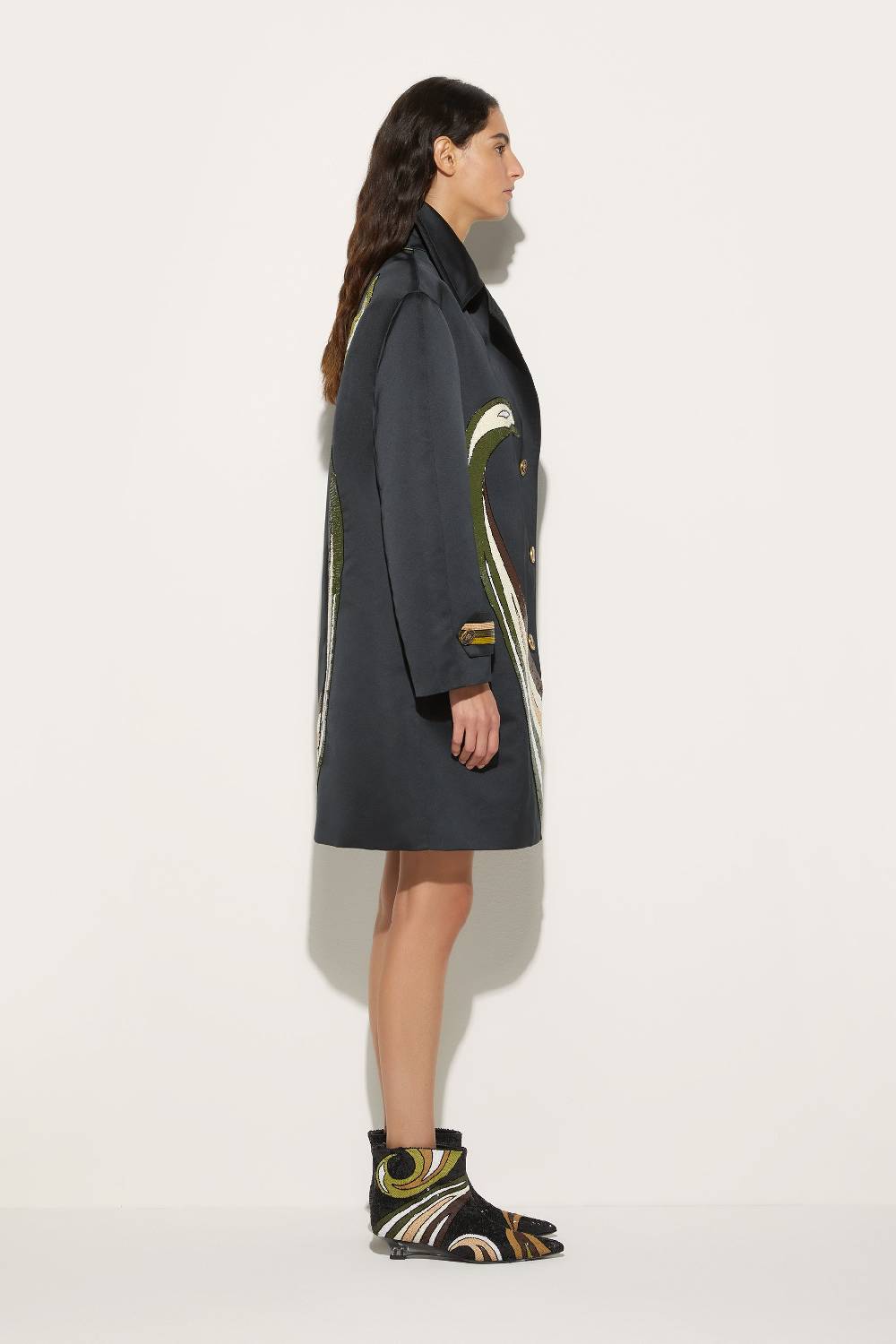Pucci Trench con motivo Cigni Grande vendita