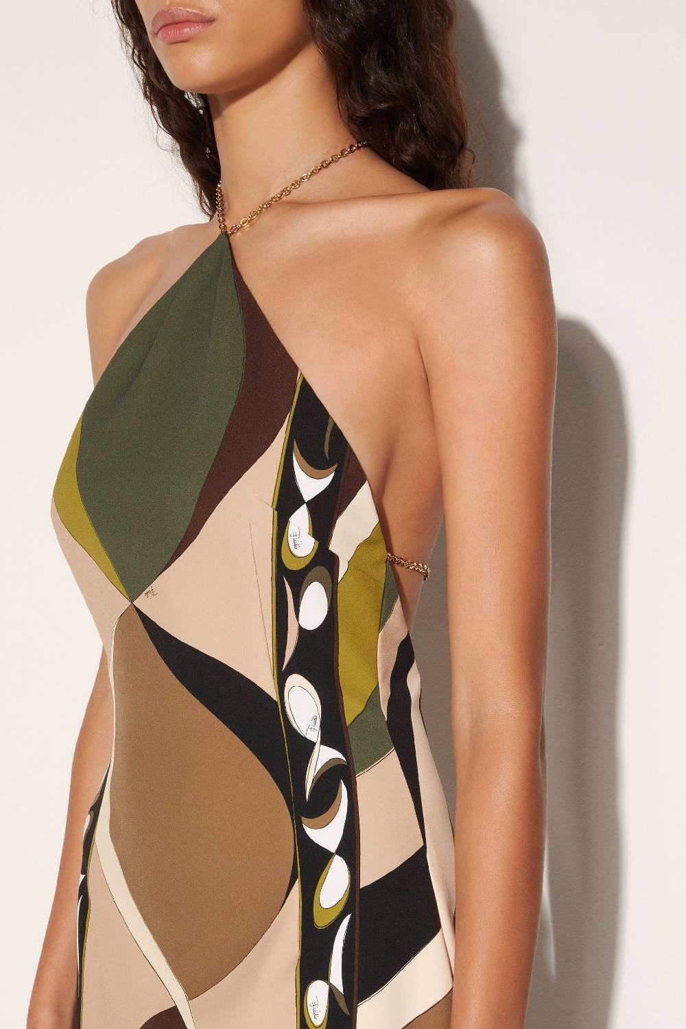 Pucci Abito lungo con scollo all'americana e stampa Pesci Bestseller