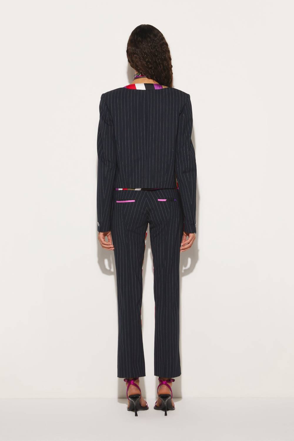 Pucci Pantaloni gessati con finiture Iride e Cigni Solo un giorno rimasto