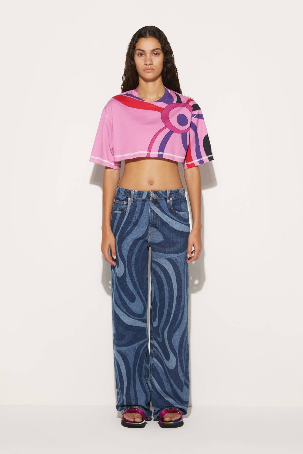Pucci T-shirt cropped con stampa Marmo Esporta salva