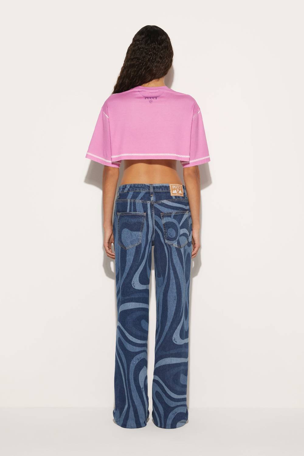 Pucci T-shirt cropped con stampa Marmo Esporta salva