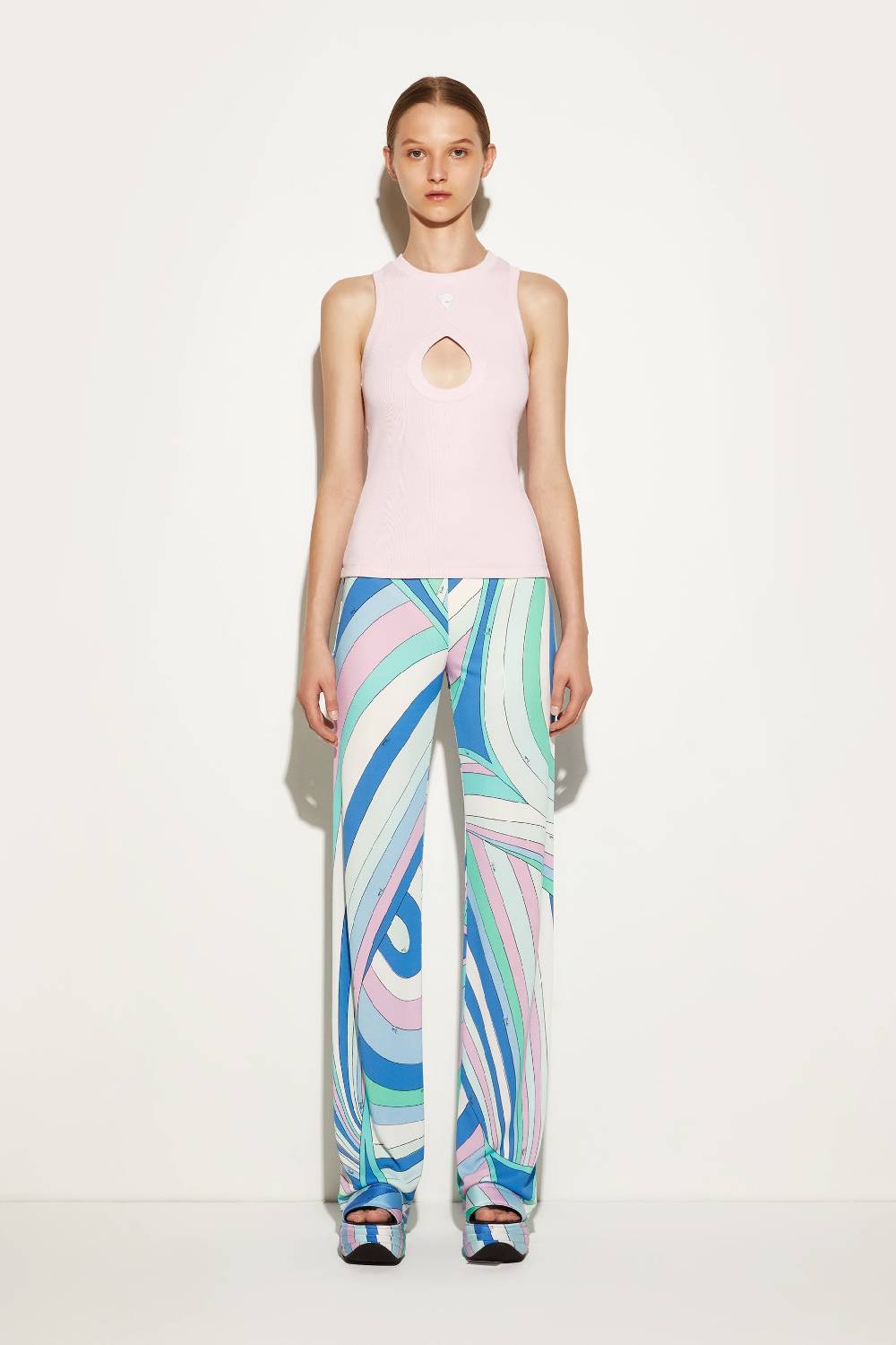 Pucci Canotta a costine con logo Pucci P Negozio