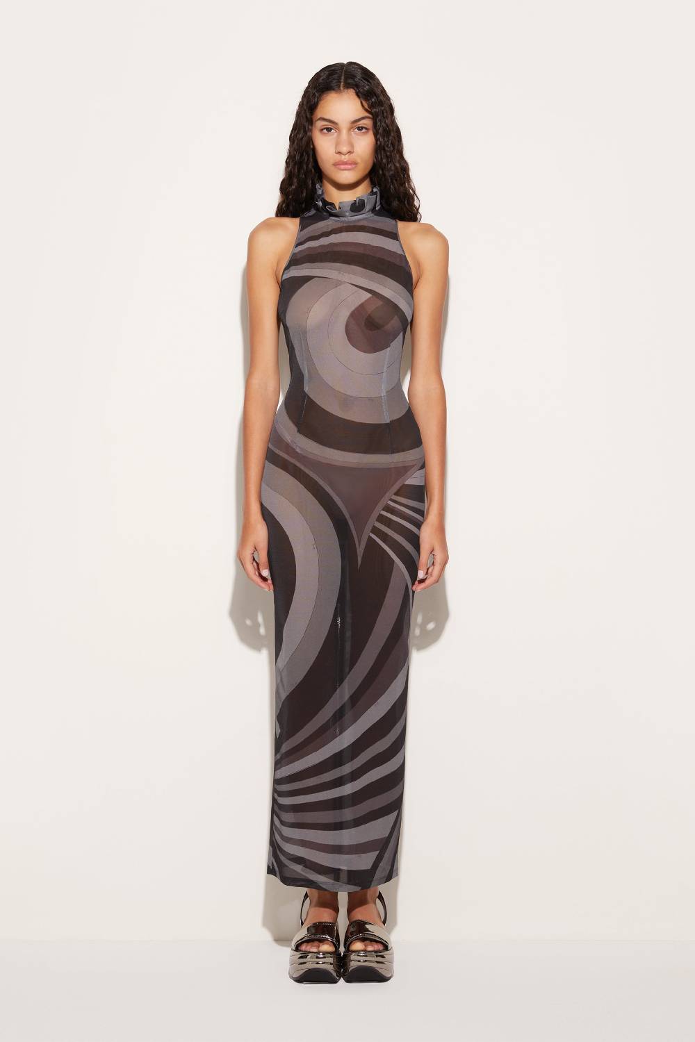 Pucci Abito lungo in mesh con stampa Iride Offerta migliore
