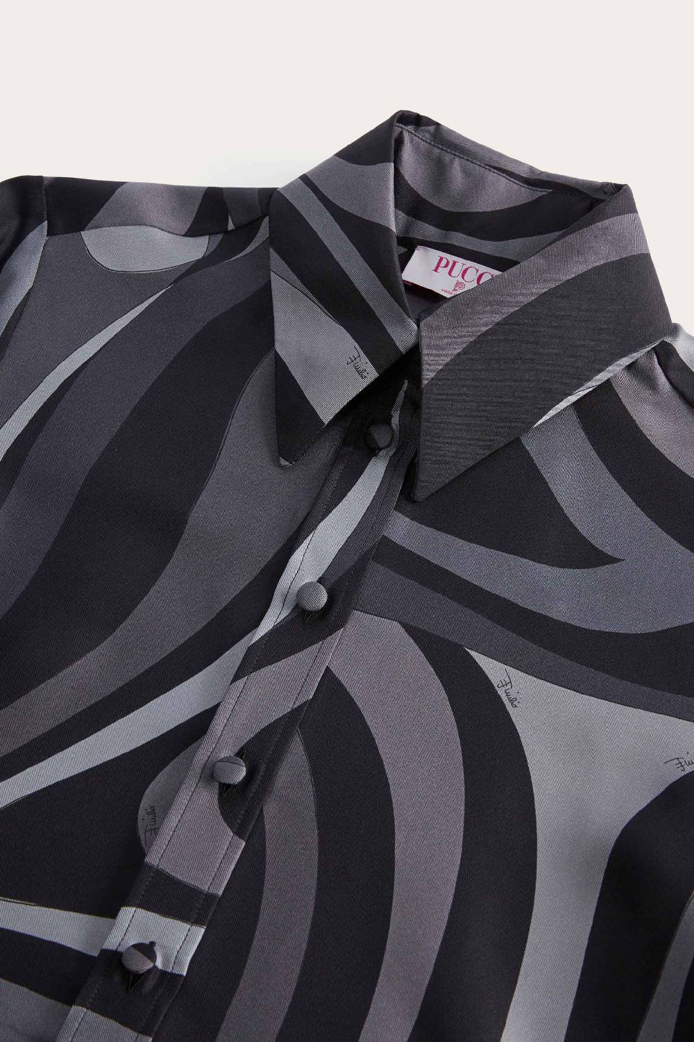 Pucci Marmo-Print Silk-Twill Shirt Grandi sconti