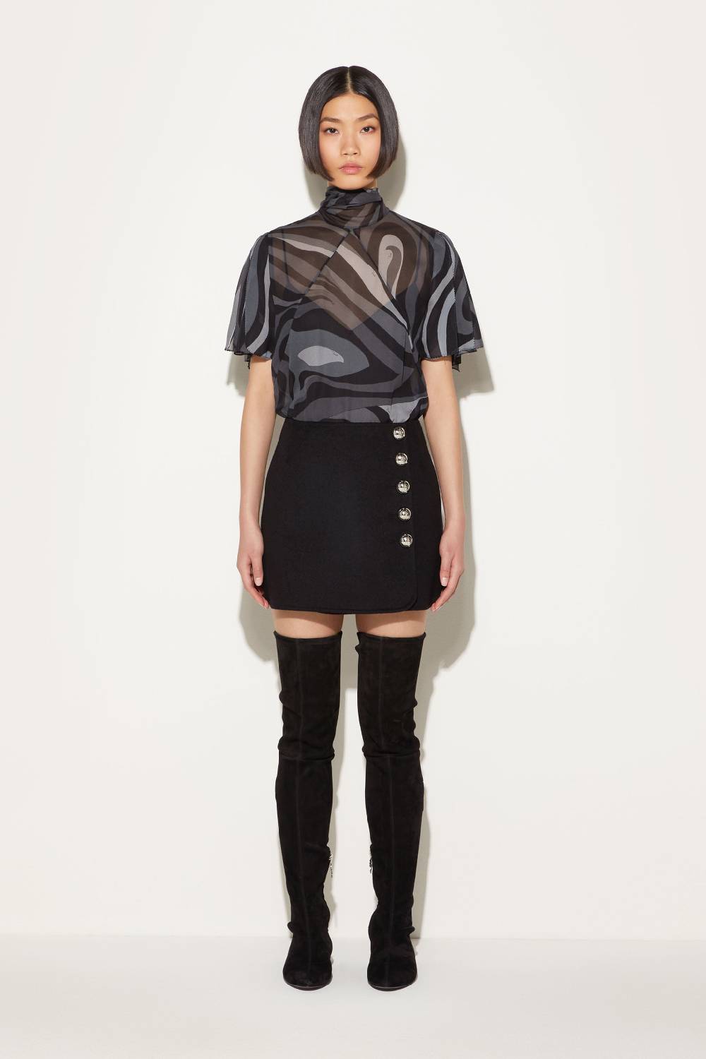Pucci Top in seta con stampa Marmo Liquidazione