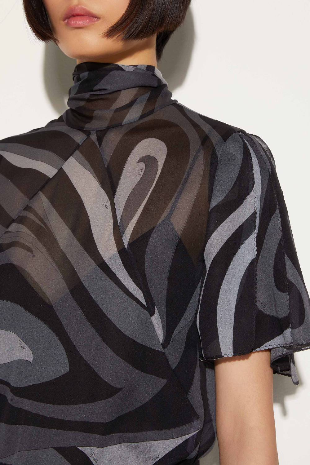 Pucci Top in seta con stampa Marmo Liquidazione
