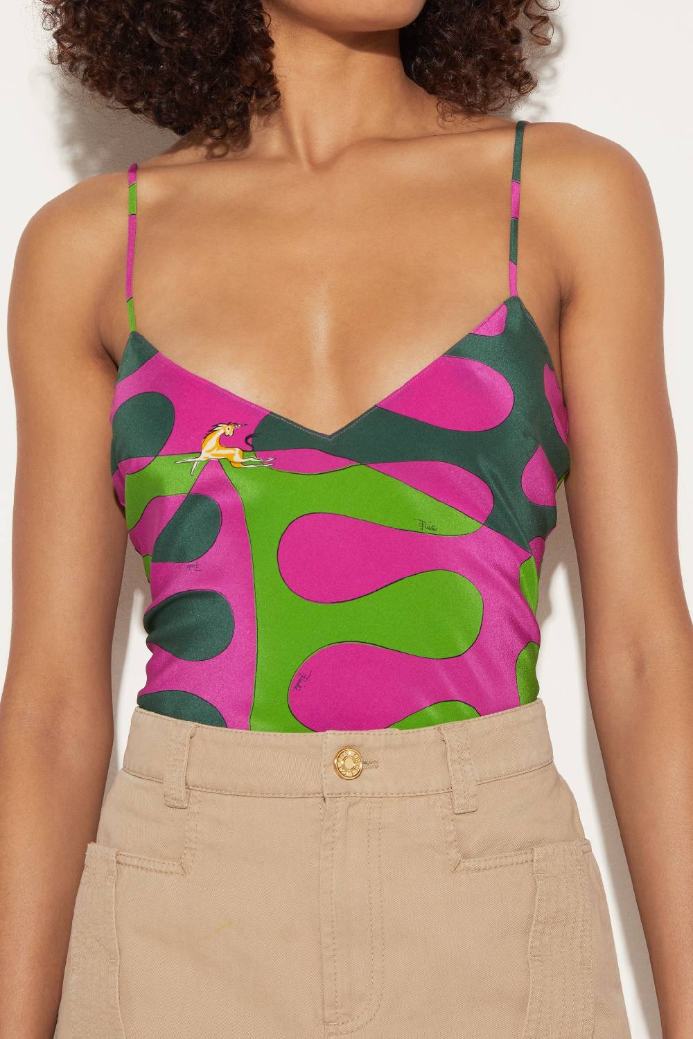 Pucci Top in seta con stampa Leocorno Enormi sconti