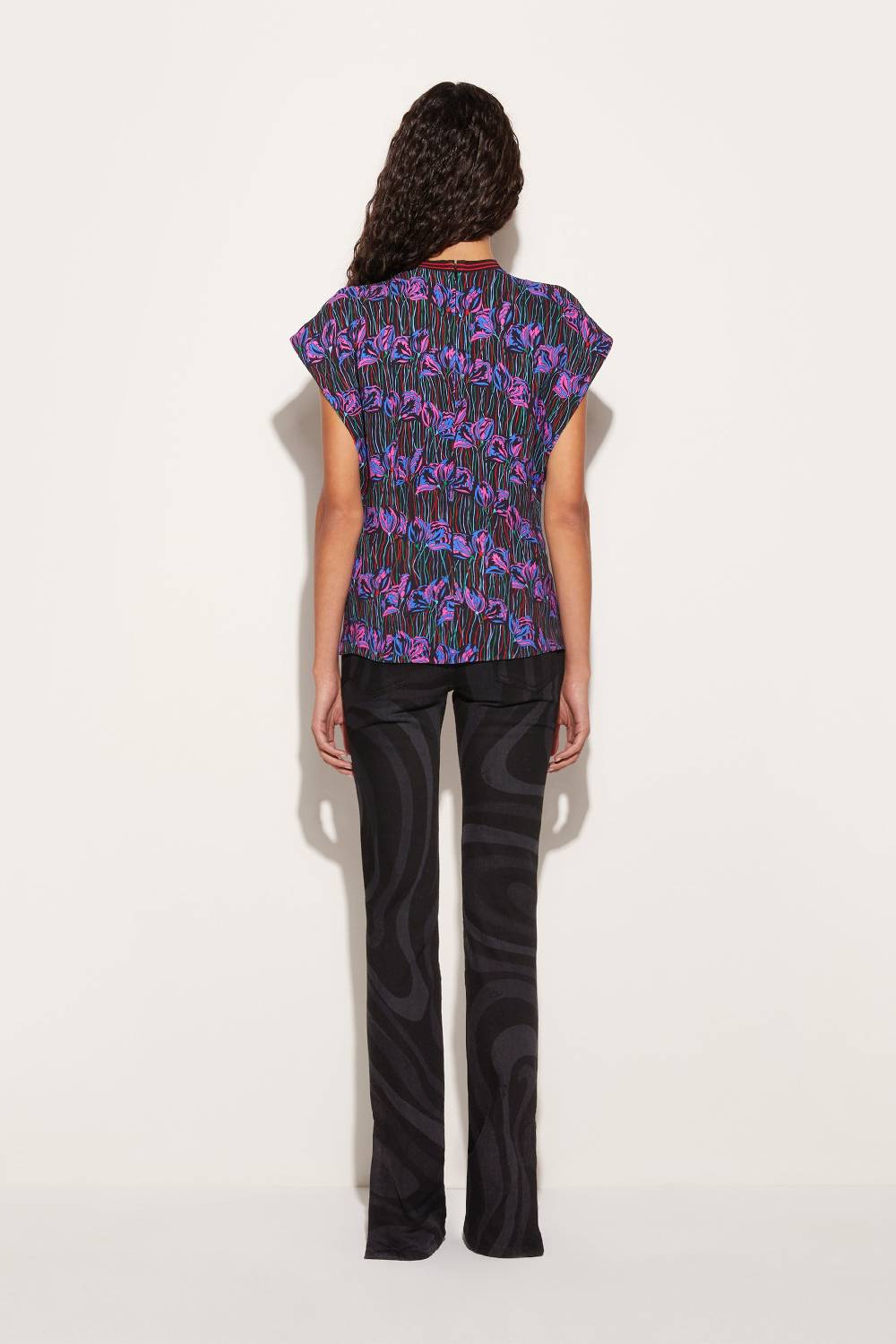 Pucci Top con stampa Fior di Loto e cut-out Vendita Calda