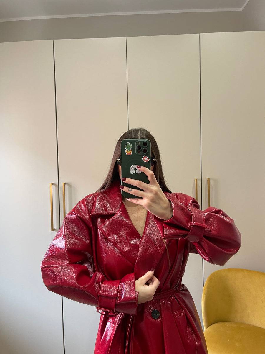 Lovely Sisters Trench in vinile rosso Promozione Limitata