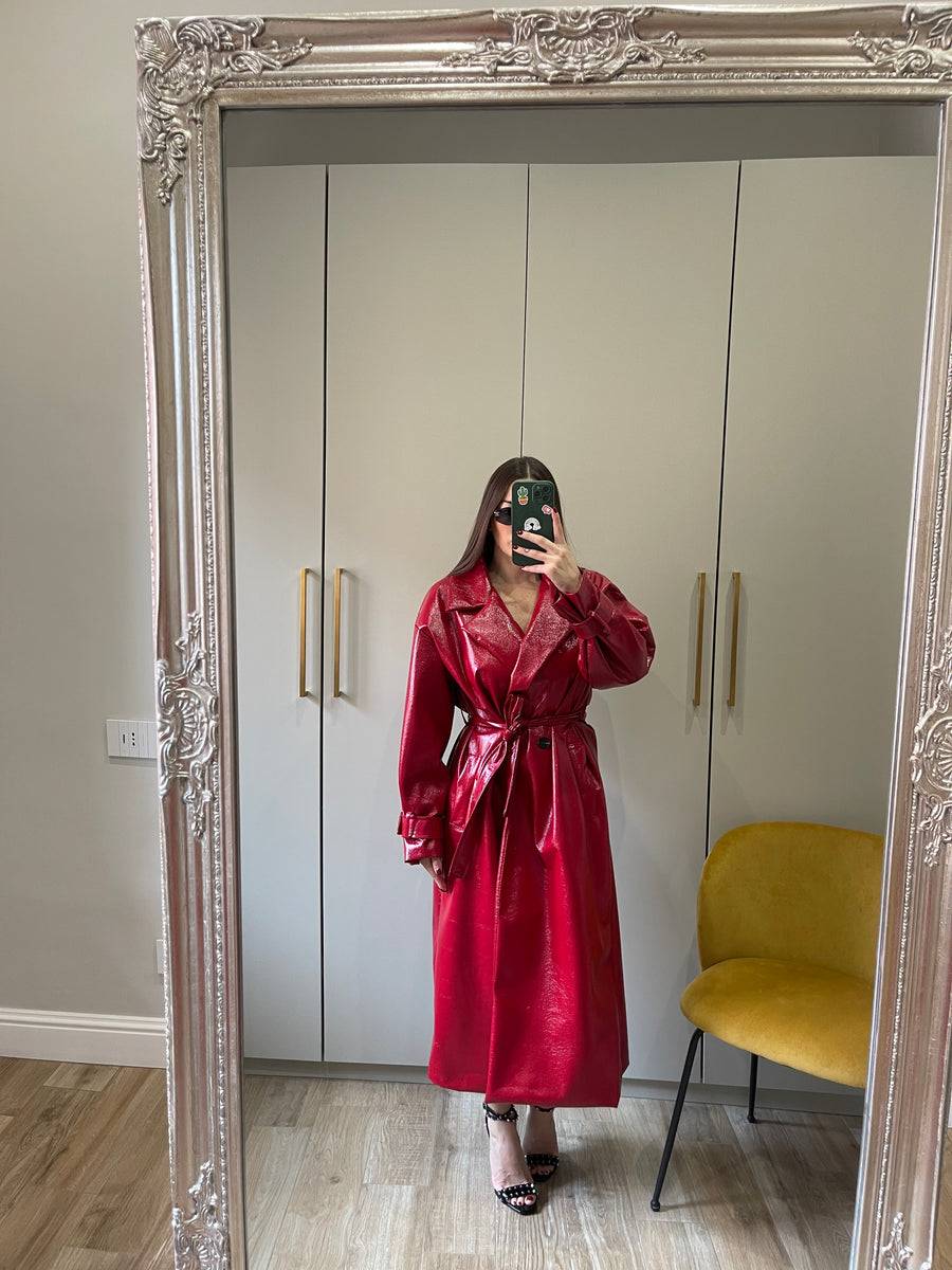 Lovely Sisters Trench in vinile rosso Promozione Limitata