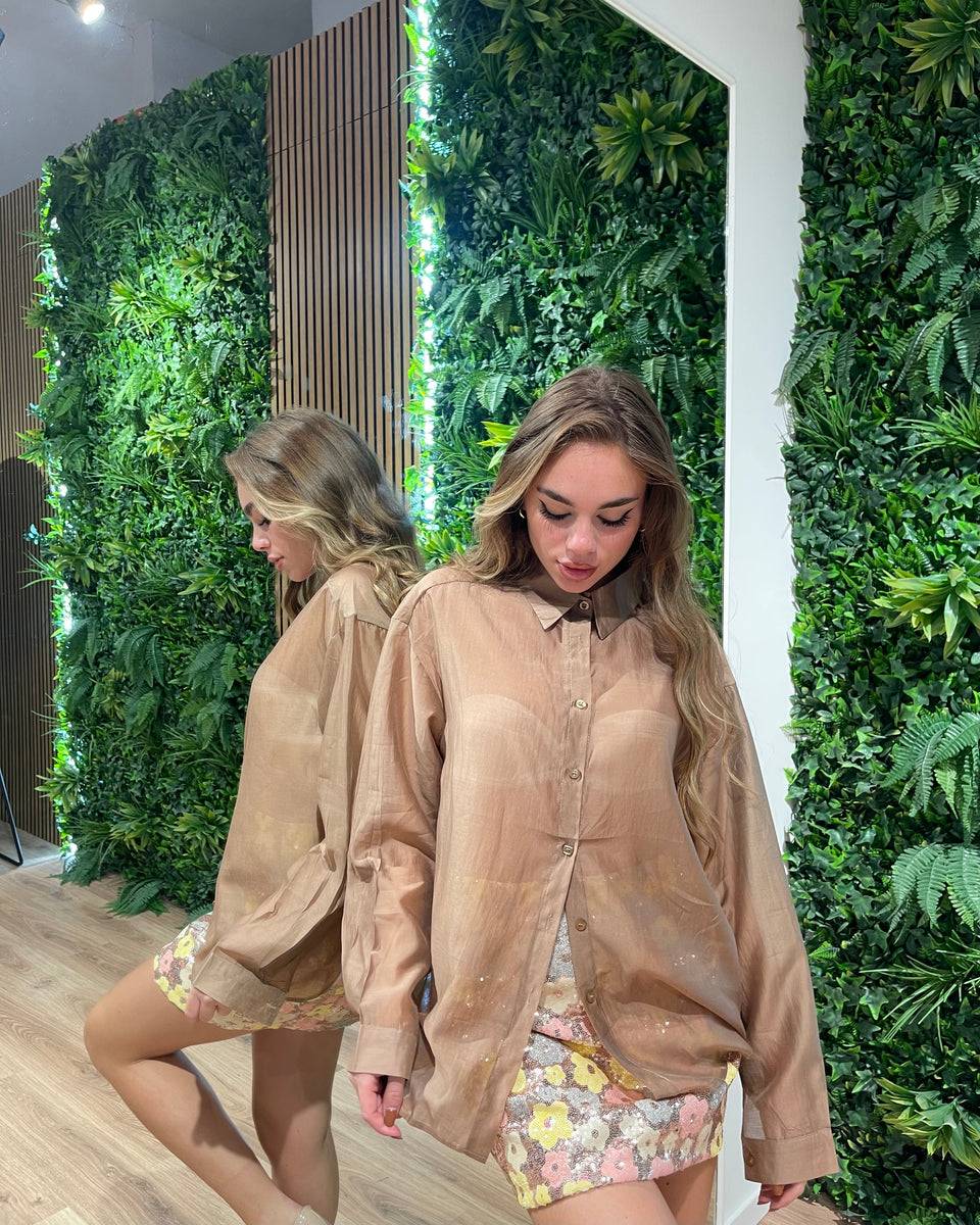 Lovely Sisters Camicia semi velata marrone Spedizione Gratuita