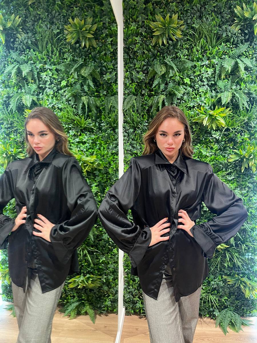 Lovely Sisters Camicia effetto raso nera 2025