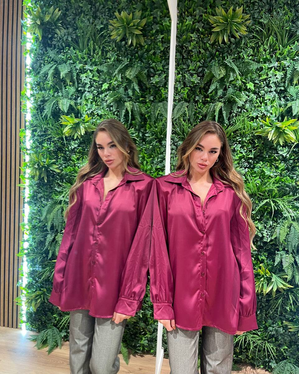 Lovely Sisters Camicia effetto raso magenta In Linea