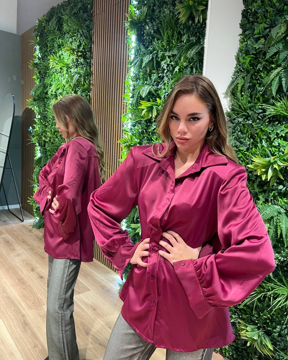 Lovely Sisters Camicia effetto raso magenta Vendita