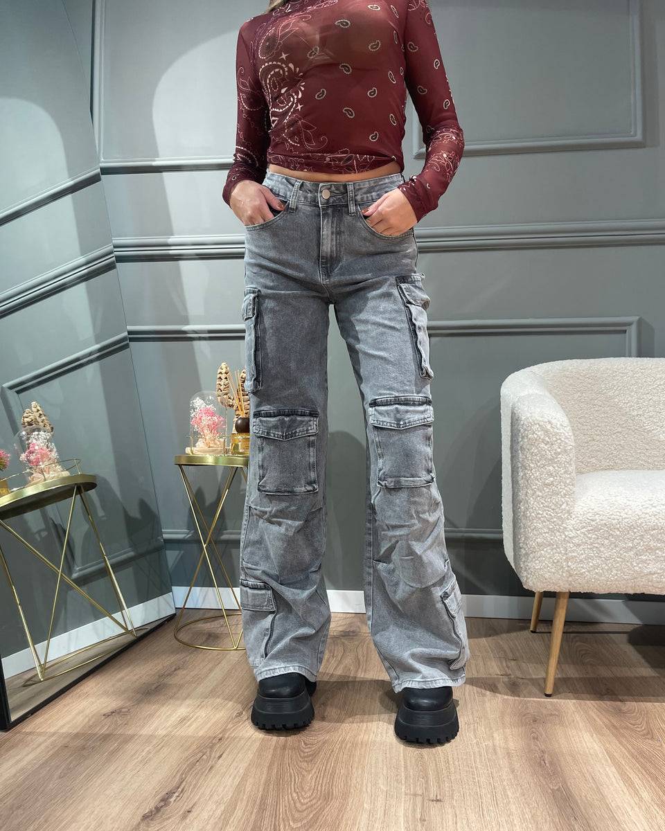 Lovely Sisters Jeans cargo grigio chiaro Fino Al -60%