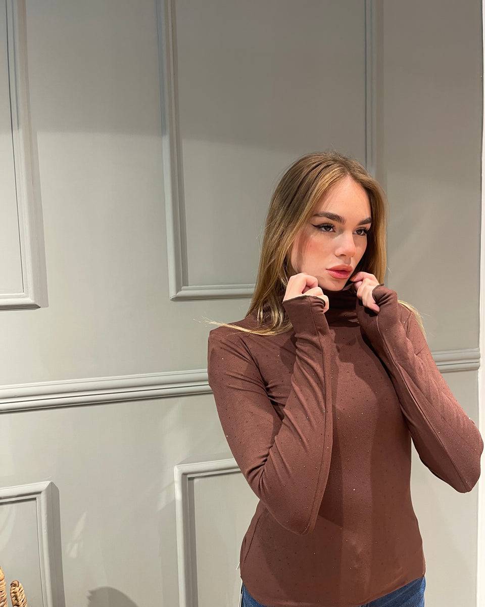 Lovely Sisters Maglia Lumina marrone con strass Convenienza