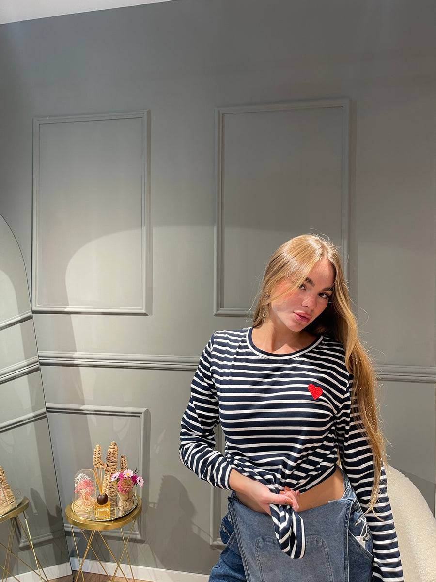 Lovely Sisters Maglia Heart blu-bianco In Linea
