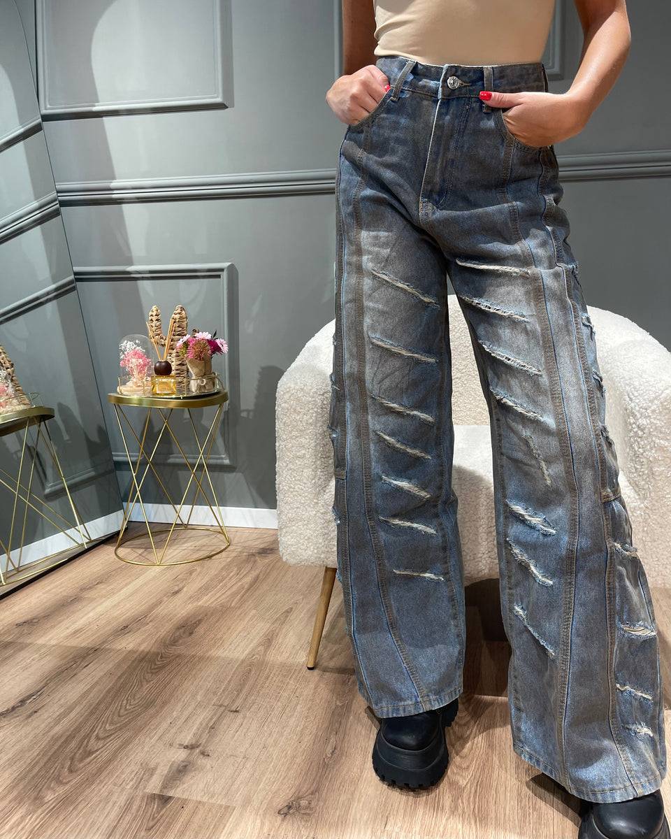 Lovely Sisters Jeans multi strappi Saldi Di Fabbrica