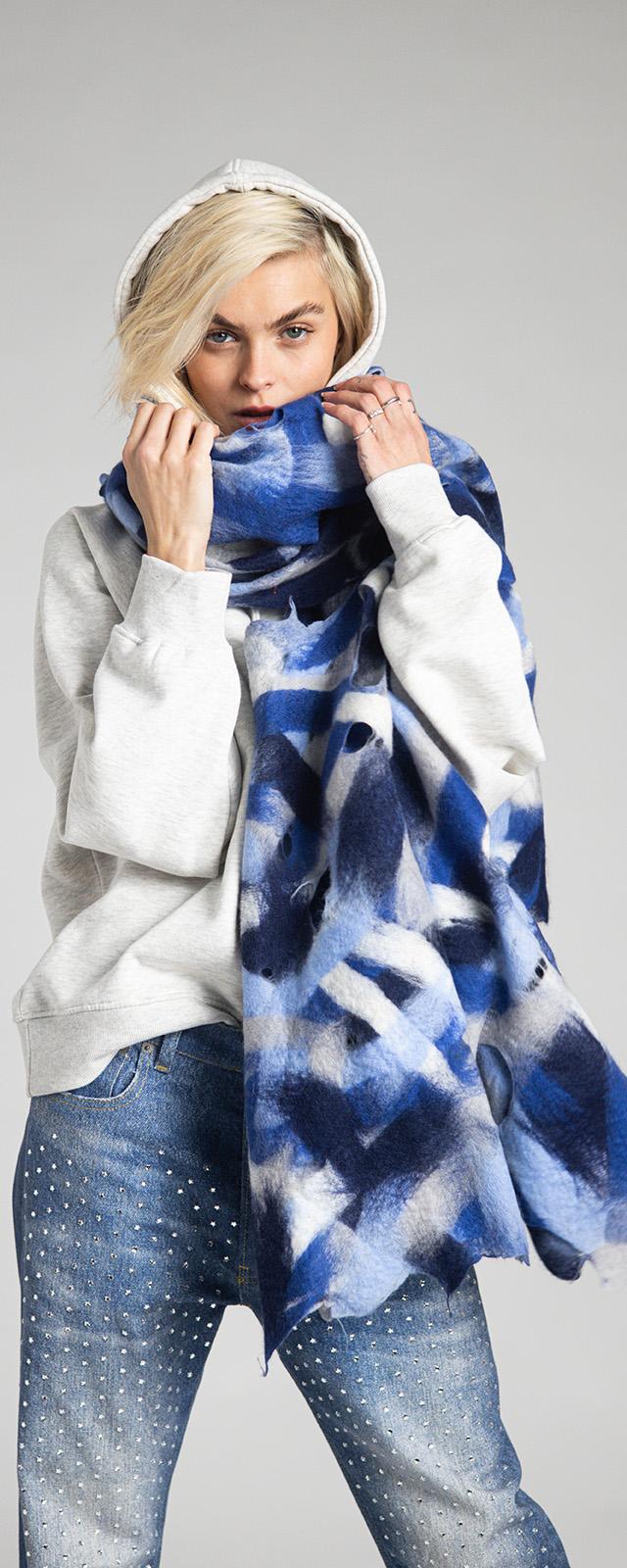 Rossano Perini SCARF 37FW24 BLUE Spedizione Gratuita