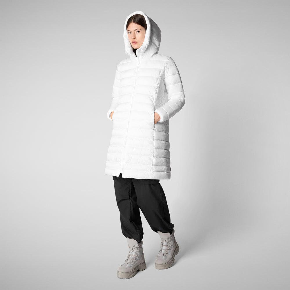 Save the duck PIUMINO ANIMAL FREE CON CAPPUCCIO DONNA SAFFRON BIANCO Sconto