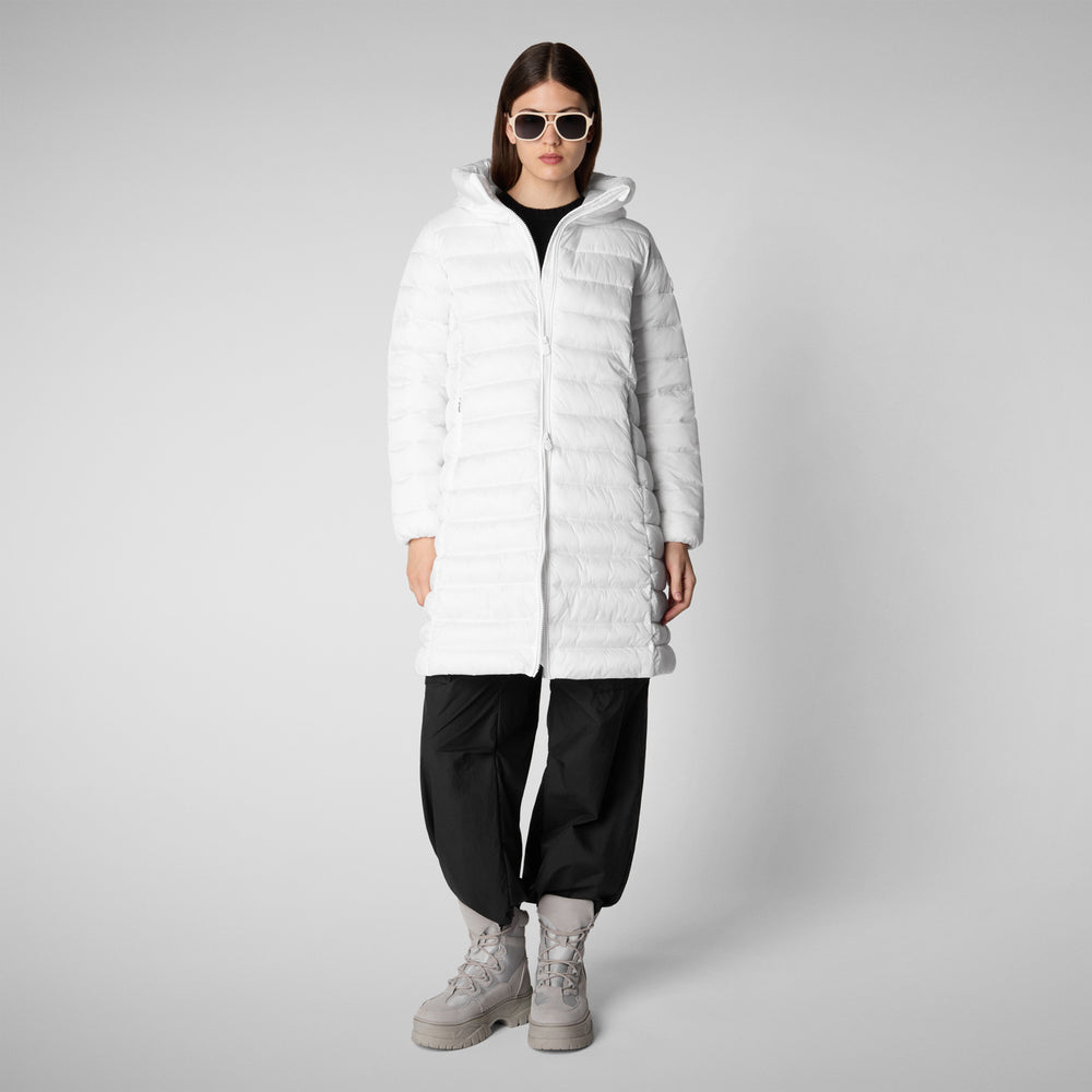 Save the duck PIUMINO ANIMAL FREE CON CAPPUCCIO DONNA SAFFRON BIANCO Sconto