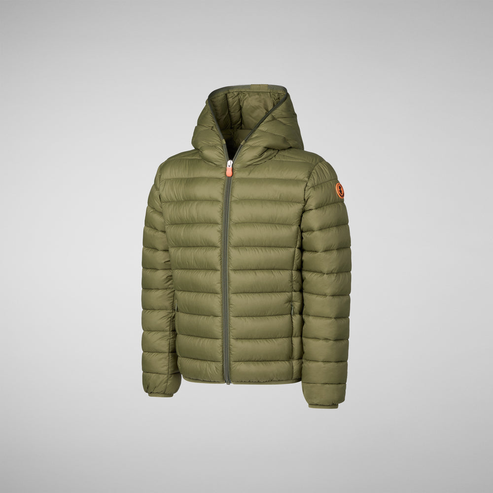 Save the duck PIUMINO ANIMAL FREE BAMBINO DONY DUSTY OLIVE Spedizione Gratuita