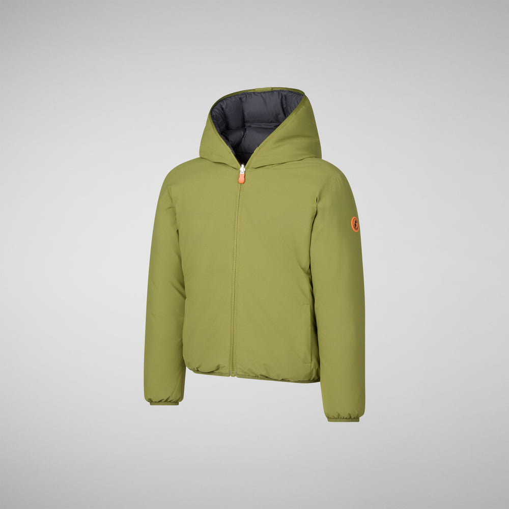 Save the duck GIACCA CON CAPPUCCIO BAMBINO OLIVER LIZARD GREEN Soddisfazione Garantita