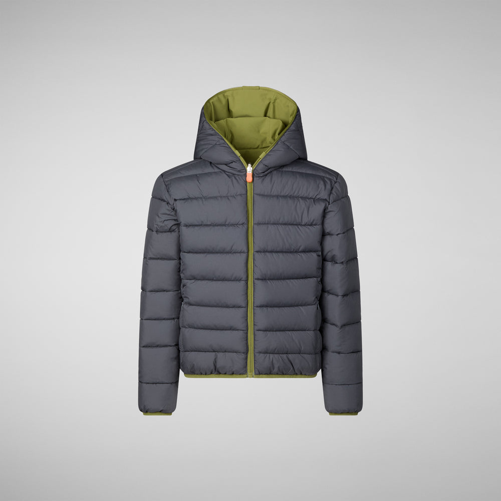Save the duck GIACCA CON CAPPUCCIO BAMBINO OLIVER LIZARD GREEN Soddisfazione Garantita