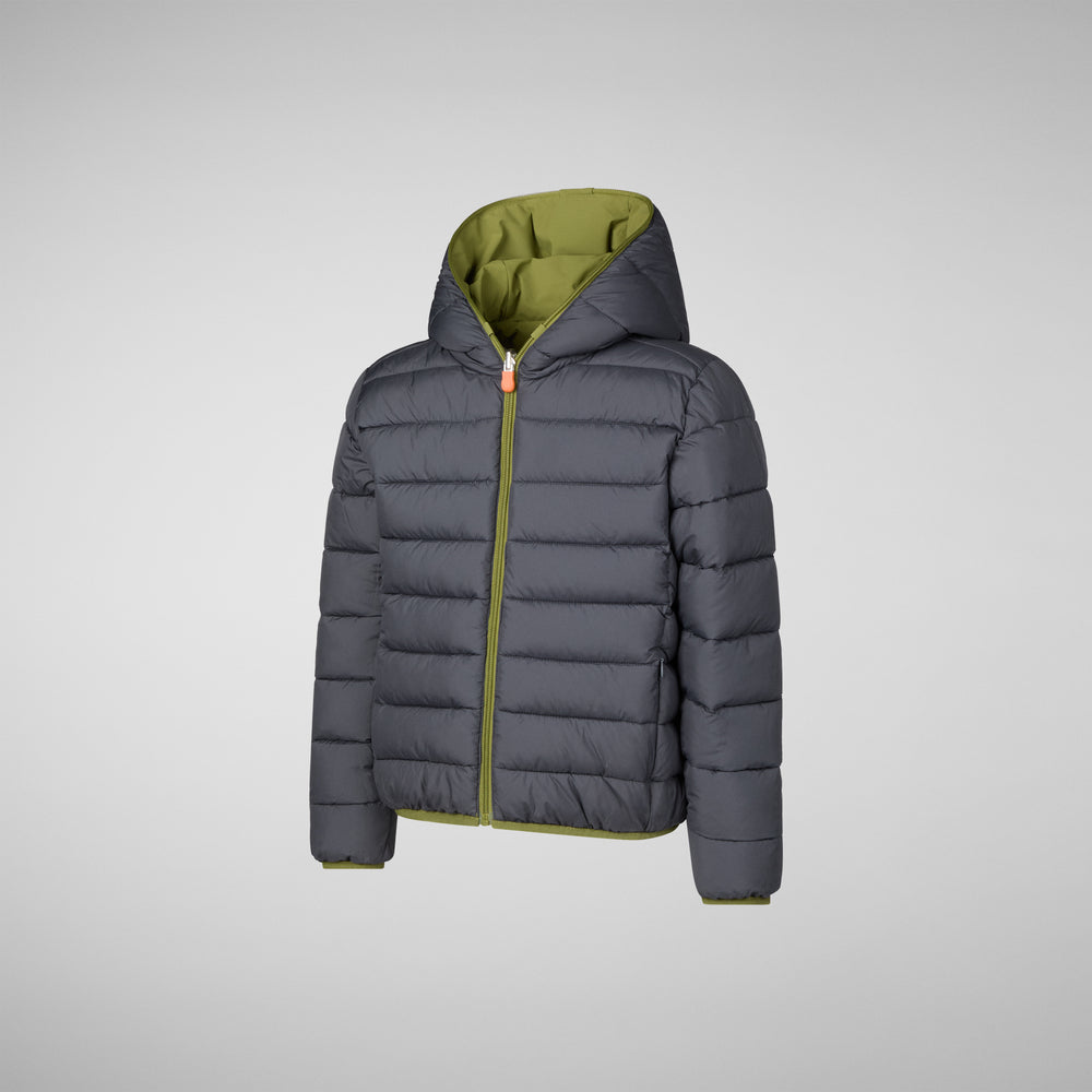 Save the duck GIACCA CON CAPPUCCIO BAMBINO OLIVER LIZARD GREEN Soddisfazione Garantita