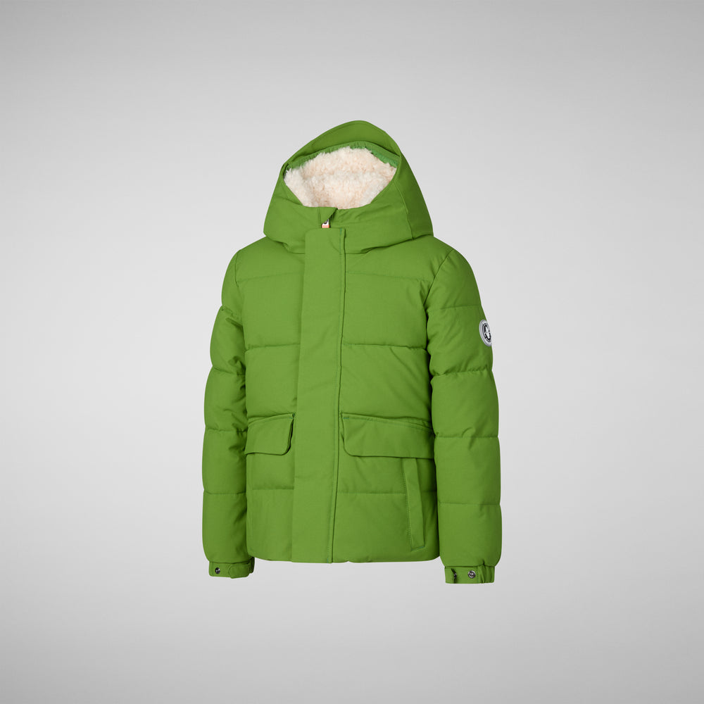 Save the duck PARKA CON CAPPUCCIO BAMBINO KLAUS VERDE ERBA Qualità Garantita