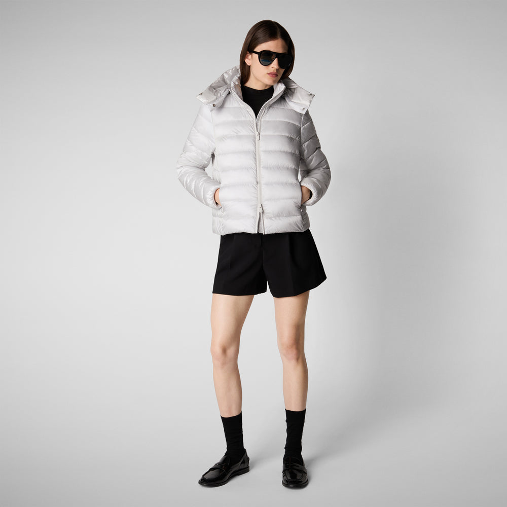 Save the duck PIUMINO ANIMAL FREE CON CAPPUCCIO DONNA LIANA GRIGIO NEBBIA Promozione Limitata
