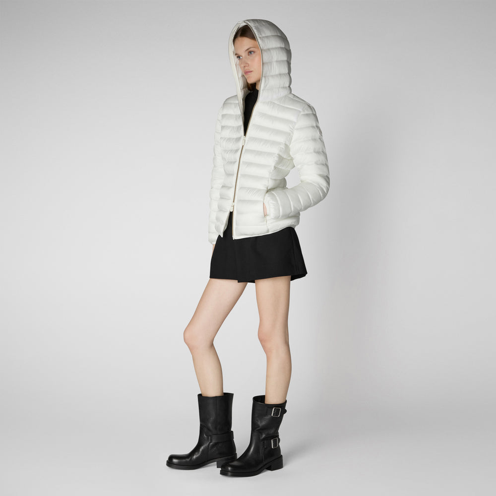 Save the duck PIUMINO ANIMAL FREE CON CAPPUCCIO DONNA ALEXIS BIANCO Fino Al -60%