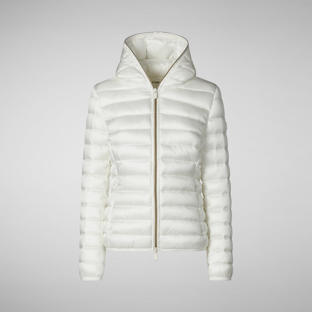 Save the duck PIUMINO ANIMAL FREE CON CAPPUCCIO DONNA ALEXIS BIANCO Fino Al -60%