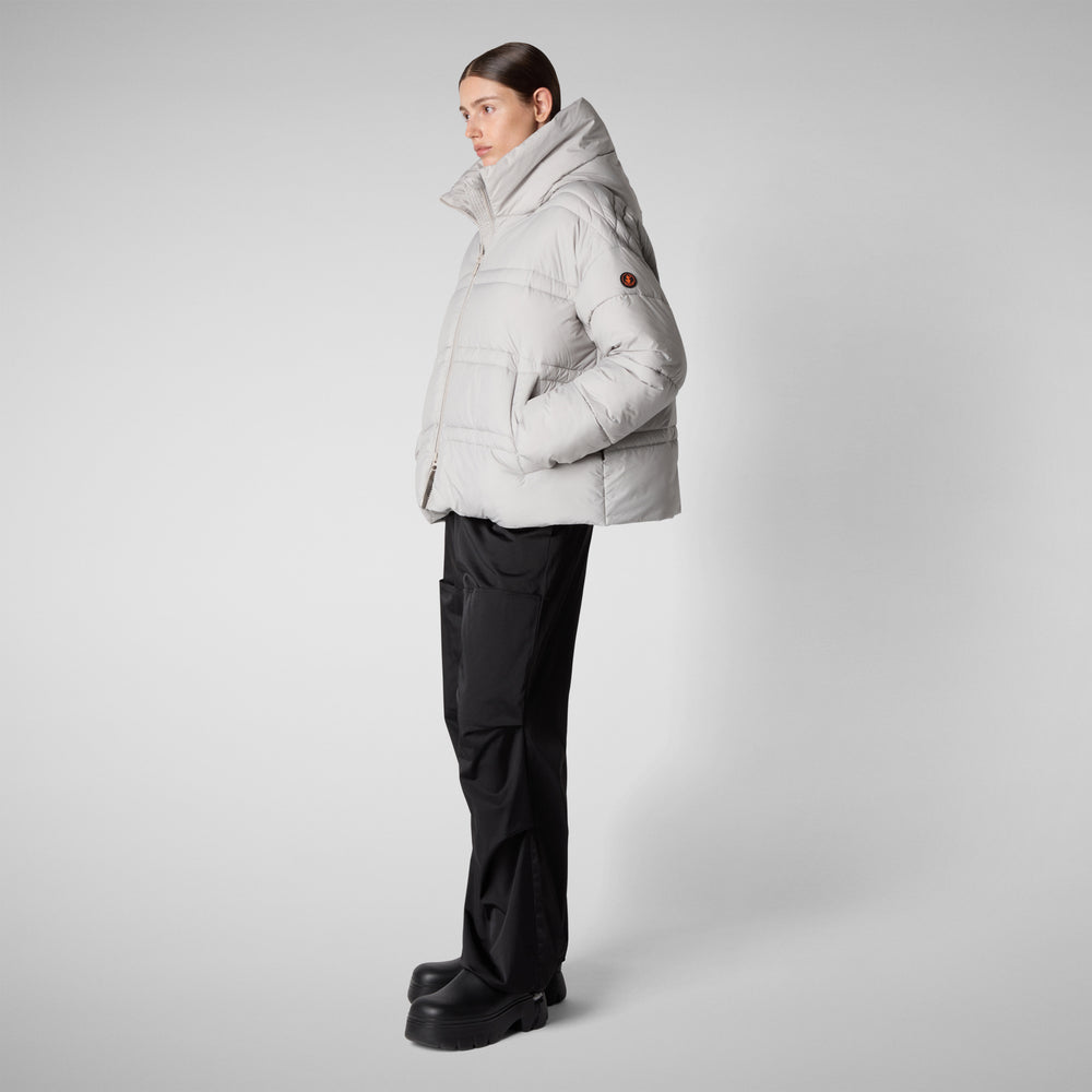 Save the duck PIUMINO ANIMAL FREE CON CAPPUCCIO DONNA KERI BEIGE CHIARO Presa