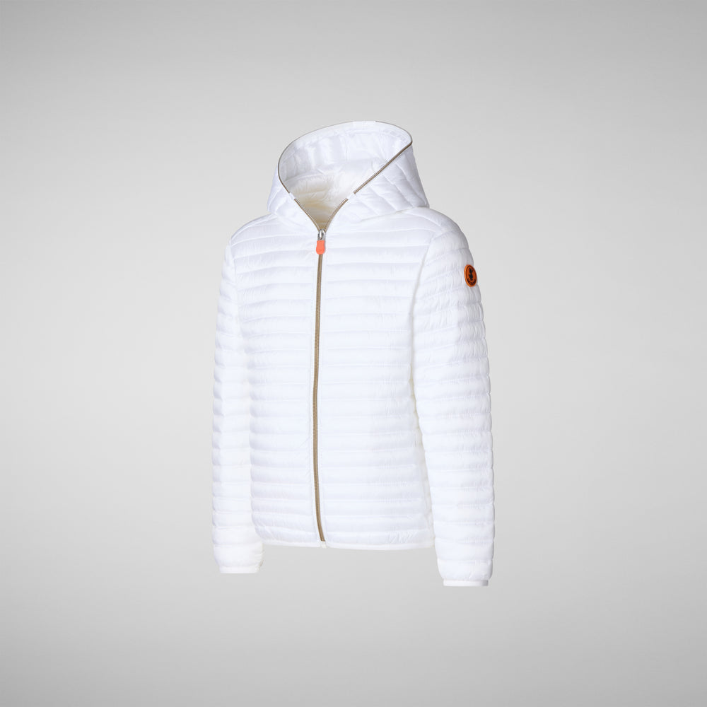Save the duck PIUMINO ANIMAL FREE CON CAPPUCCIO BAMBINA ROSY bianco Duty-free