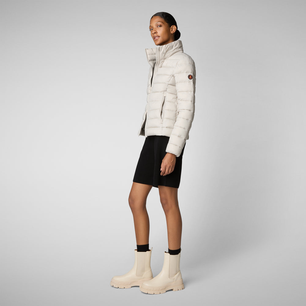 Save the duck PIUMINO ANIMAL FREE CON CAPPUCCIO DONNA AMELIE BEIGE CHIARO Spedizione Gratuita