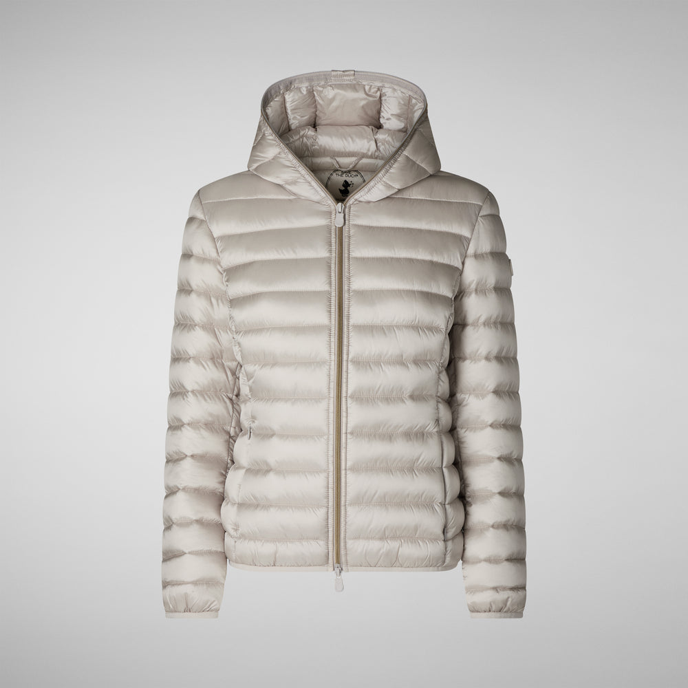 Save the duck PIUMINO ANIMAL FREE CON CAPPUCCIO DONNA ALEXIS RAINY BEIGE Fino Al -60%